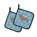 Winter Snowflake Neapolitan Mastiff Pot Holder Set of 2 Heat Resistant Quilted Hot Pads 7.5 x 7.5 Inch, Insulated Kitchen Trivets for Cooking & Baking