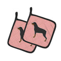 Rottweiler Checkerboard Pink Pot Holder Set of 2 Heat Resistant Quilted Hot Pads 7.5 x 7.5 Inch, Insulated Kitchen Trivets for Cooking & Baking