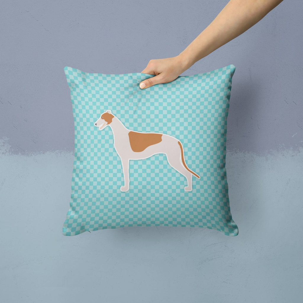 Greyhound  Checkerboard Blue Decorative Throw Pillow 14x14 Indoor Outdoor Accent Cushion, Fabric Cover with Insert for Sofa, Bed, Porch & Living Room