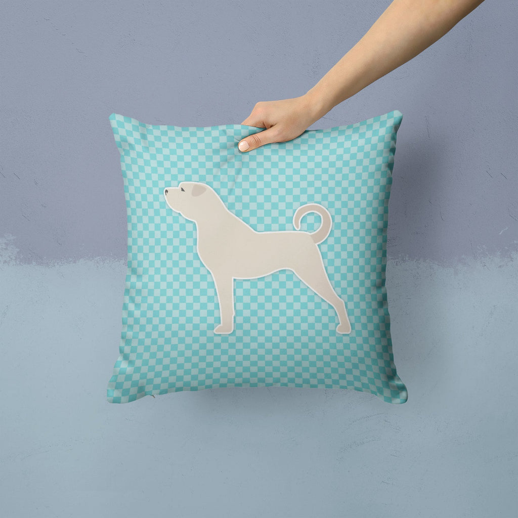 Anatolian Shepherd Checkerboard Blue Decorative Throw Pillow 14x14 Indoor Outdoor Accent Cushion, Fabric Cover with Insert for Sofa, Bed, Porch & Living Room