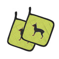 Toy Fox Terrier Checkerboard Green Pot Holder Set of 2 Heat Resistant Quilted Hot Pads 7.5 x 7.5 Inch, Insulated Kitchen Trivets for Cooking & Baking