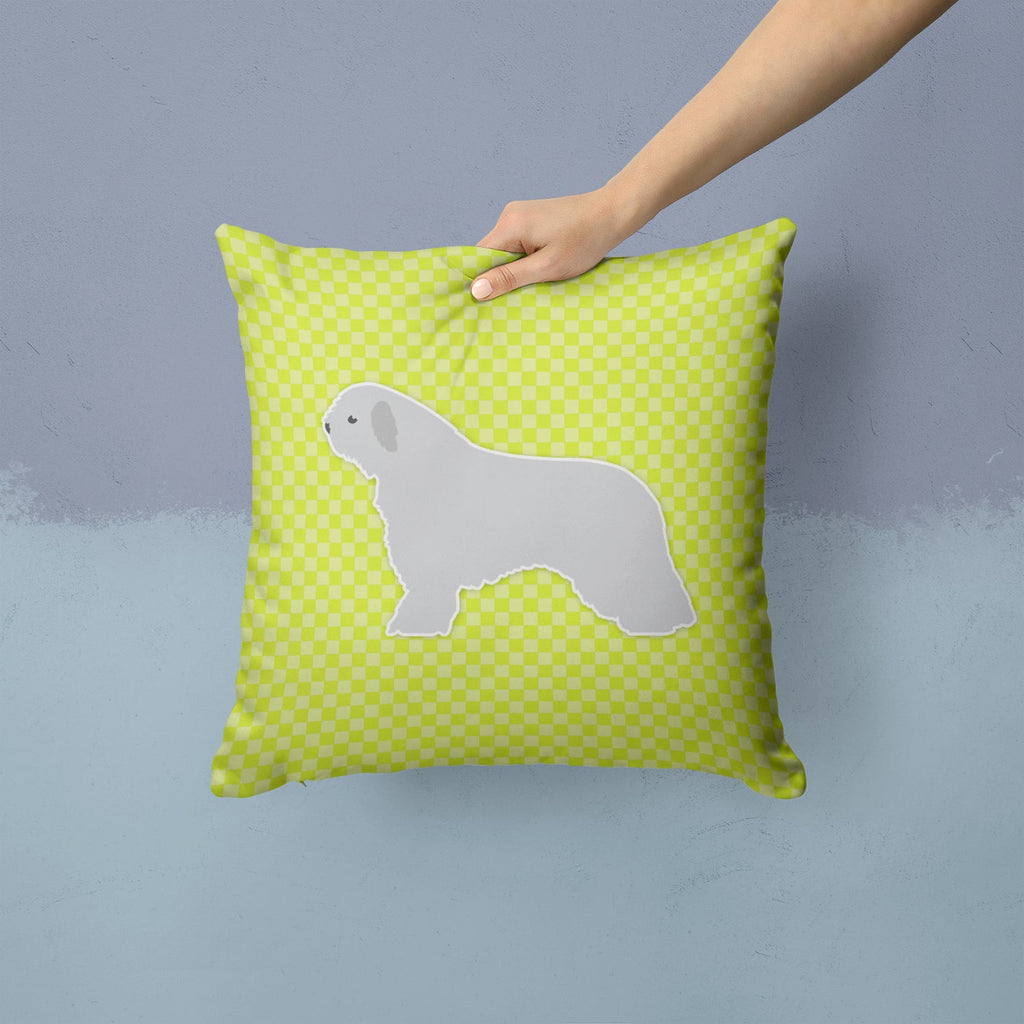 Spanish Water Dog Checkerboard Green Decorative Throw Pillow 14x14 Indoor Outdoor Accent Cushion, Fabric Cover with Insert for Sofa, Bed, Porch & Living Room