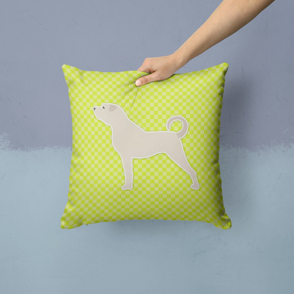Anatolian Shepherd Checkerboard Green Decorative Throw Pillow 14x14 Indoor Outdoor Accent Cushion, Fabric Cover with Insert for Sofa, Bed, Porch & Living Room