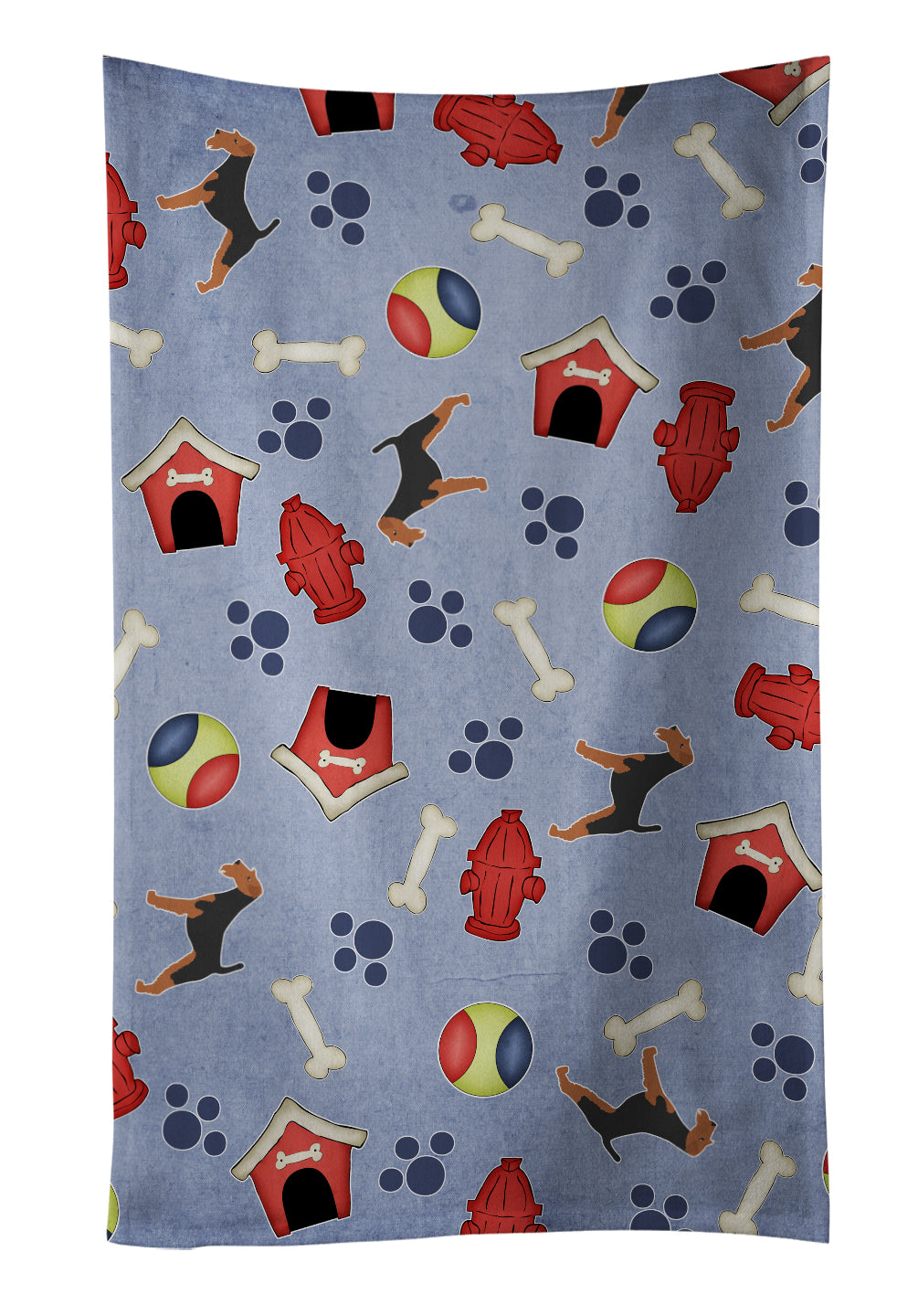 Welsh Terrier Dog House Collection Kitchen Towel Velour Plush Front and Cotton Loop Back Machine Washable