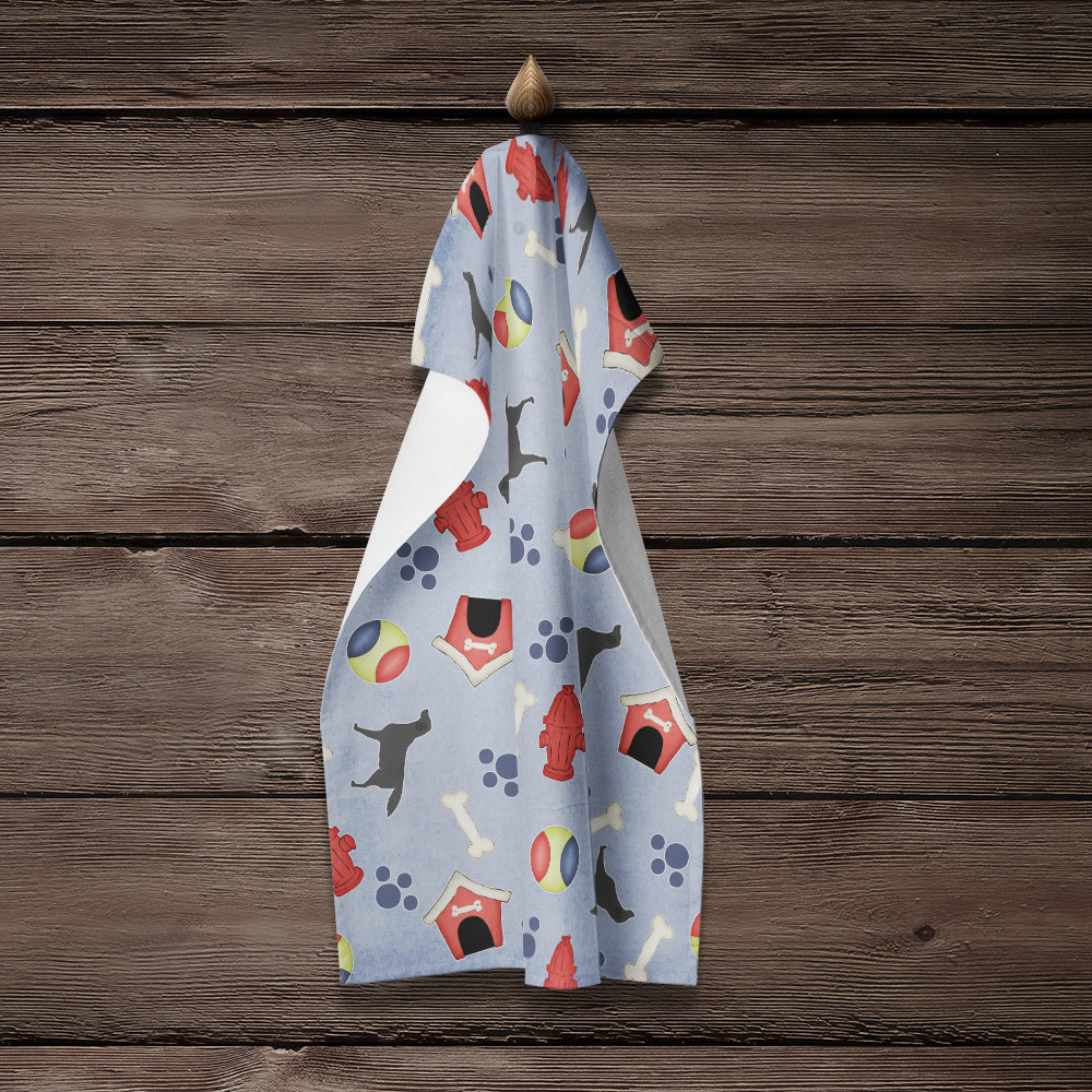 Black Labrador Retriever Dog House Collection Kitchen Towel Velour Plush Front and Cotton Loop Back Machine Washable