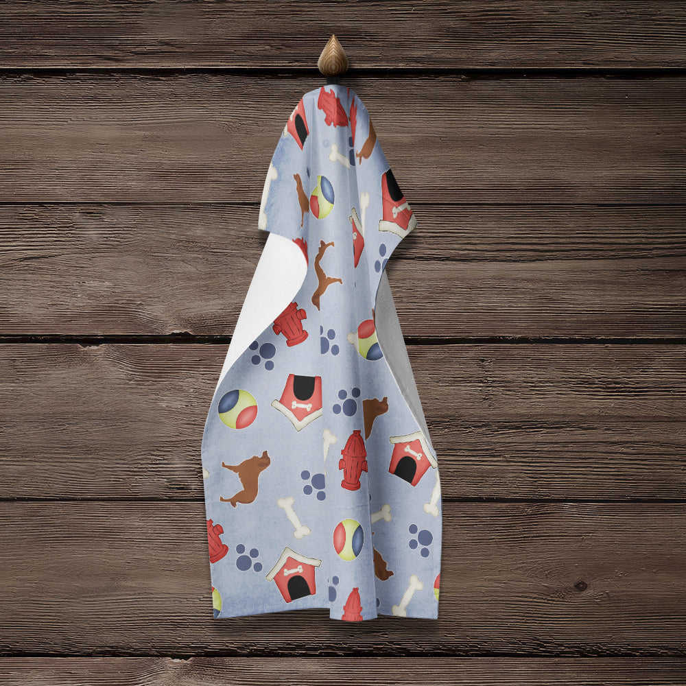 Portuguese Sheepdog Dog Dog House Collection Kitchen Towel Velour Plush Front and Cotton Loop Back Machine Washable
