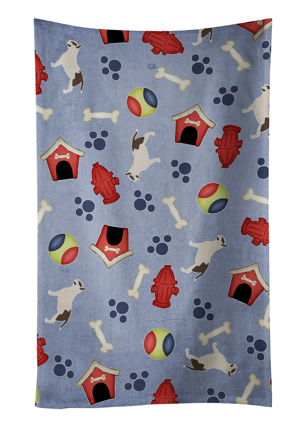 Bull Terrier Dog House Collection Kitchen Towel Velour Plush Front and Cotton Loop Back Machine Washable