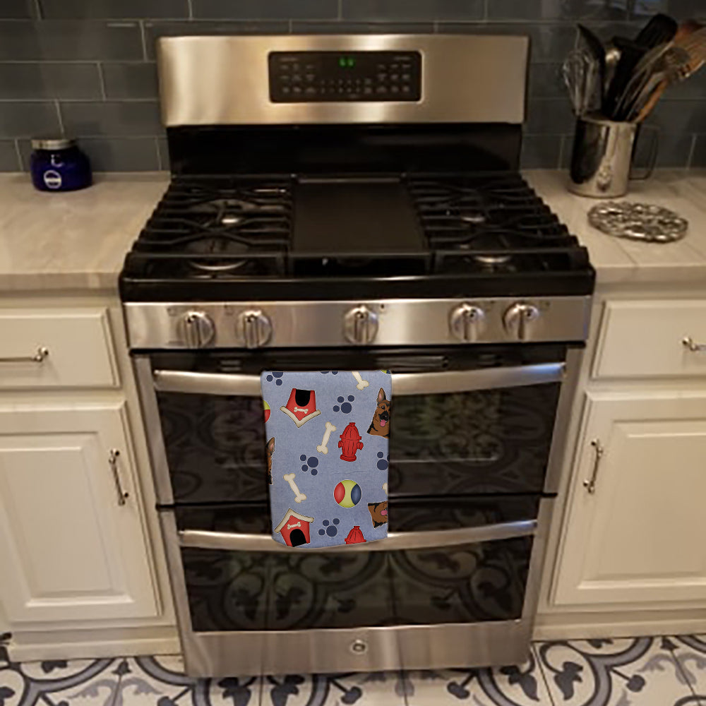 Dog House Collection German Shepherd Kitchen Towel Velour Plush Front and Cotton Loop Back Machine Washable