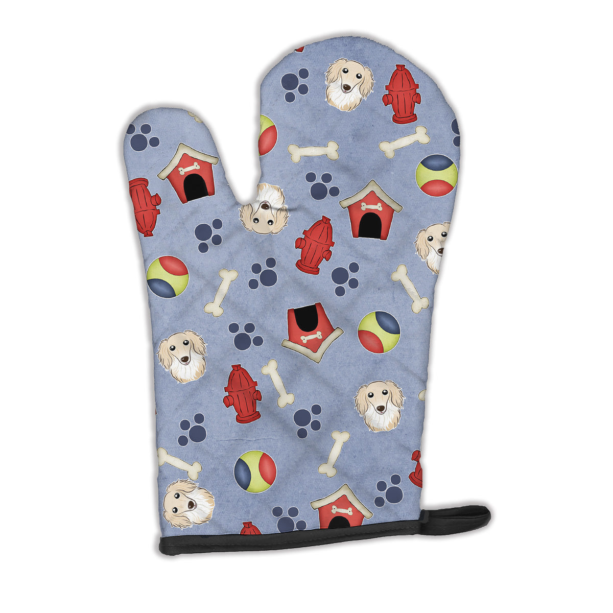 Dog House Collection Longhair Creme Dachshund Oven Mitt Heat Resistant Thick Oven Mitt for Hot Pans and Oven, Kitchen Mitt Protect Hands, Cooking Baking Glove