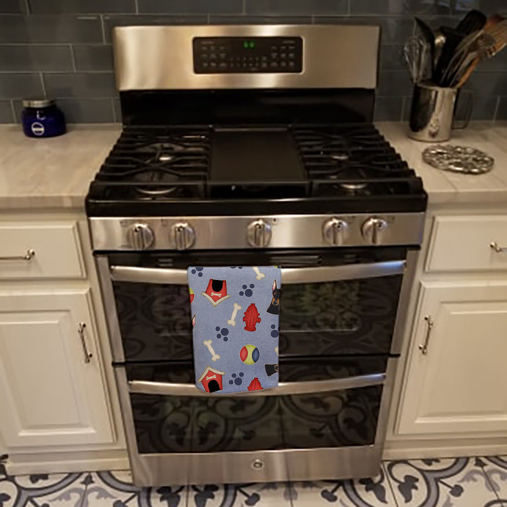 Dog House Collection Doberman Kitchen Towel Velour Plush Front and Cotton Loop Back Machine Washable