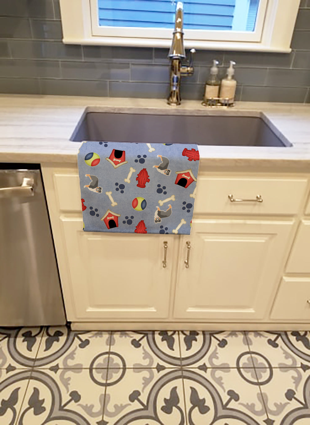 Dog House Collection Australian Shepherd Kitchen Towel Velour Plush Front and Cotton Loop Back Machine Washable