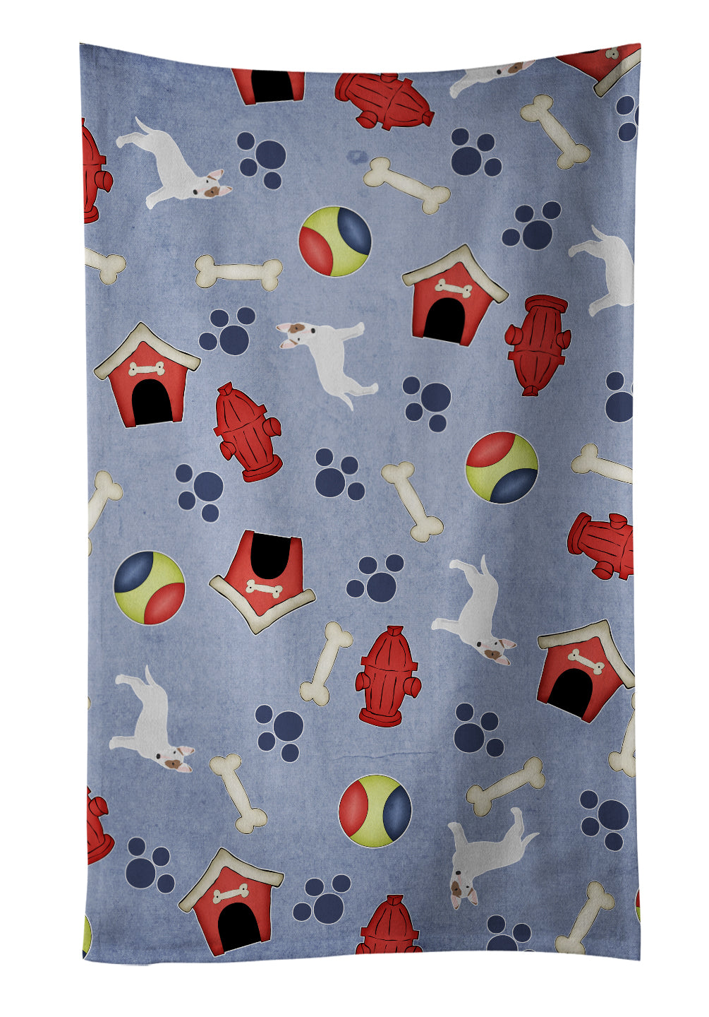 Dog House Collection Bull Terrier Kitchen Towel Velour Plush Front and Cotton Loop Back Machine Washable