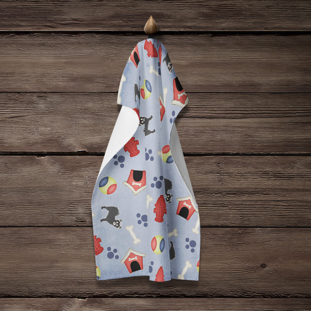 Dog House Collection Longhair Black Chihuahua Kitchen Towel Velour Plush Front and Cotton Loop Back Machine Washable