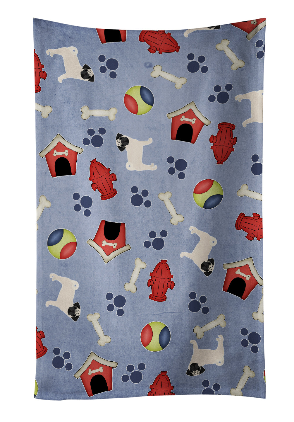 Dog House Collection Pug Kitchen Towel Velour Plush Front and Cotton Loop Back Machine Washable