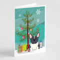 Merry Christmas Tree French Bulldog Black White Greeting Cards Pack of 8 Blank Cards with Envelopes Whimsical A7 Size 5x7