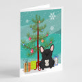 Merry Christmas Tree French Bulldog Black Greeting Cards Pack of 8 Blank Cards with Envelopes Whimsical A7 Size 5x7