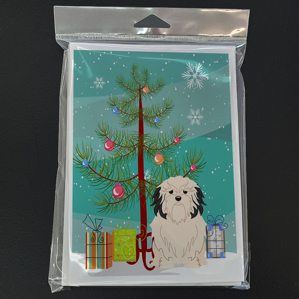Merry Christmas Tree Lowchen Greeting Cards Pack of 8 Blank Cards with Envelopes Whimsical A7 Size 5x7
