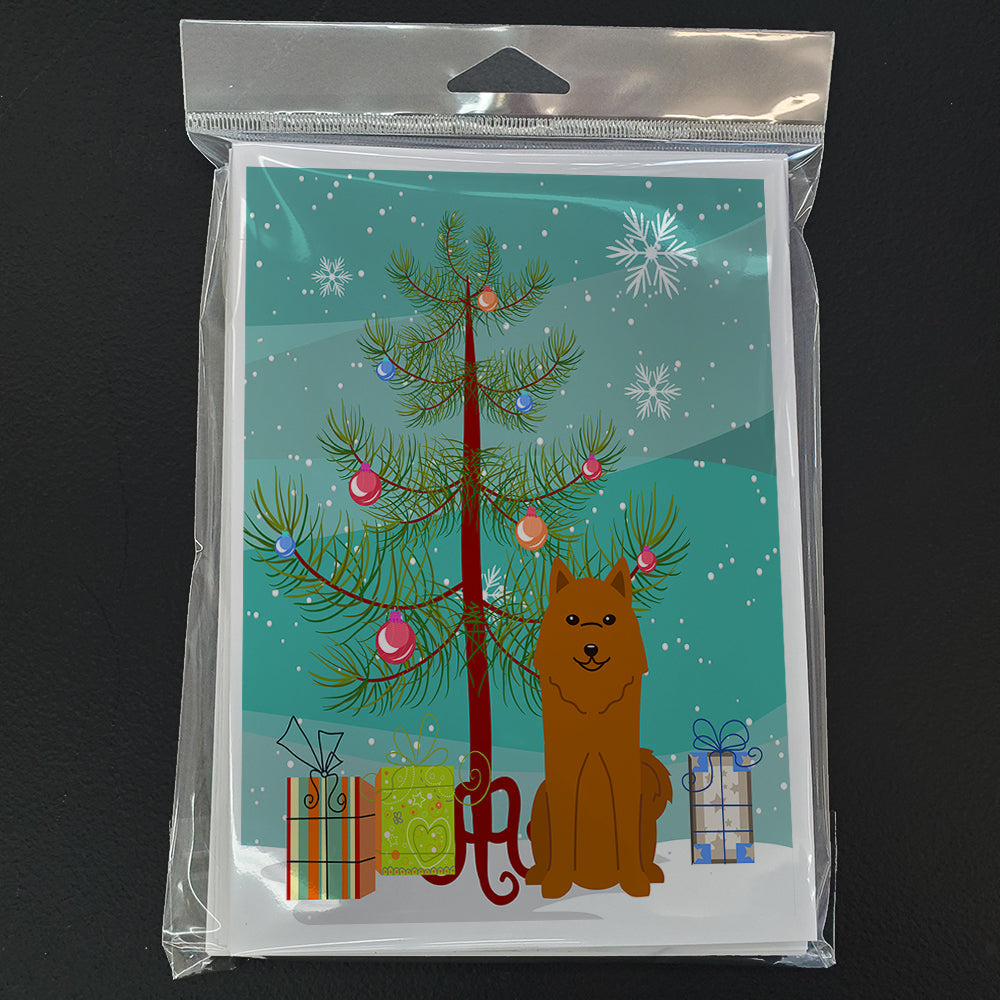 Merry Christmas Tree Karelian Bear Dog Greeting Cards Pack of 8 Blank Cards with Envelopes Whimsical A7 Size 5x7