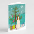 Merry Christmas Tree Borzoi Greeting Cards Pack of 8 Blank Cards with Envelopes Whimsical A7 Size 5x7