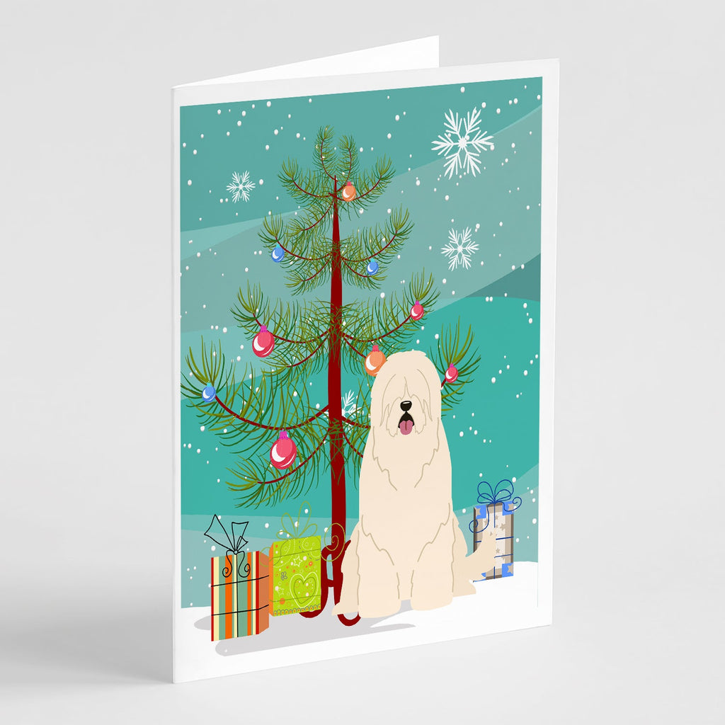 Merry Christmas Tree South Russian Sheepdog Greeting Cards Pack of 8 Blank Cards with Envelopes Whimsical A7 Size 5x7