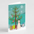 Merry Christmas Tree West Siberian Laika Spitz Greeting Cards Pack of 8 Blank Cards with Envelopes Whimsical A7 Size 5x7