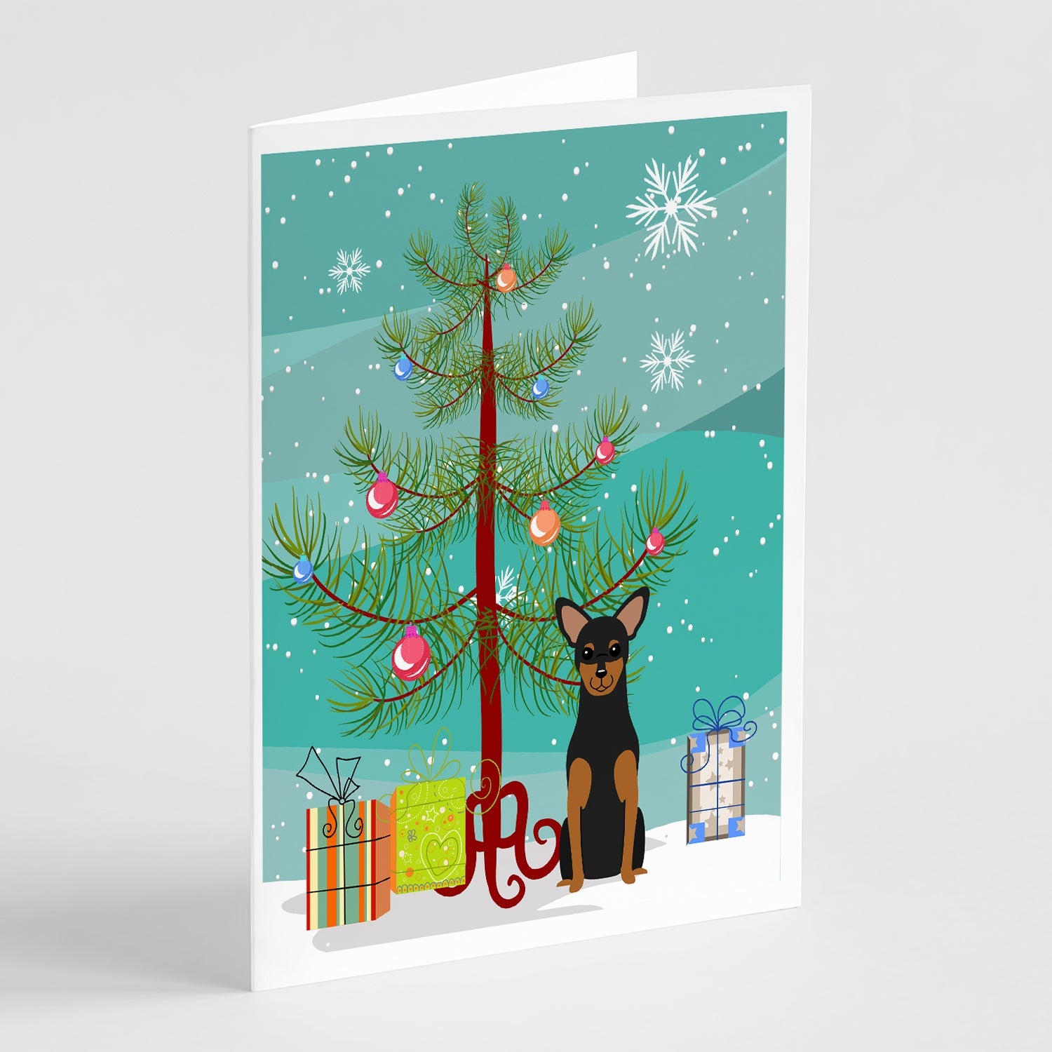 Merry Christmas Tree Manchester Terrier Greeting Cards Pack of 8 Blank Cards with Envelopes Whimsical A7 Size 5x7