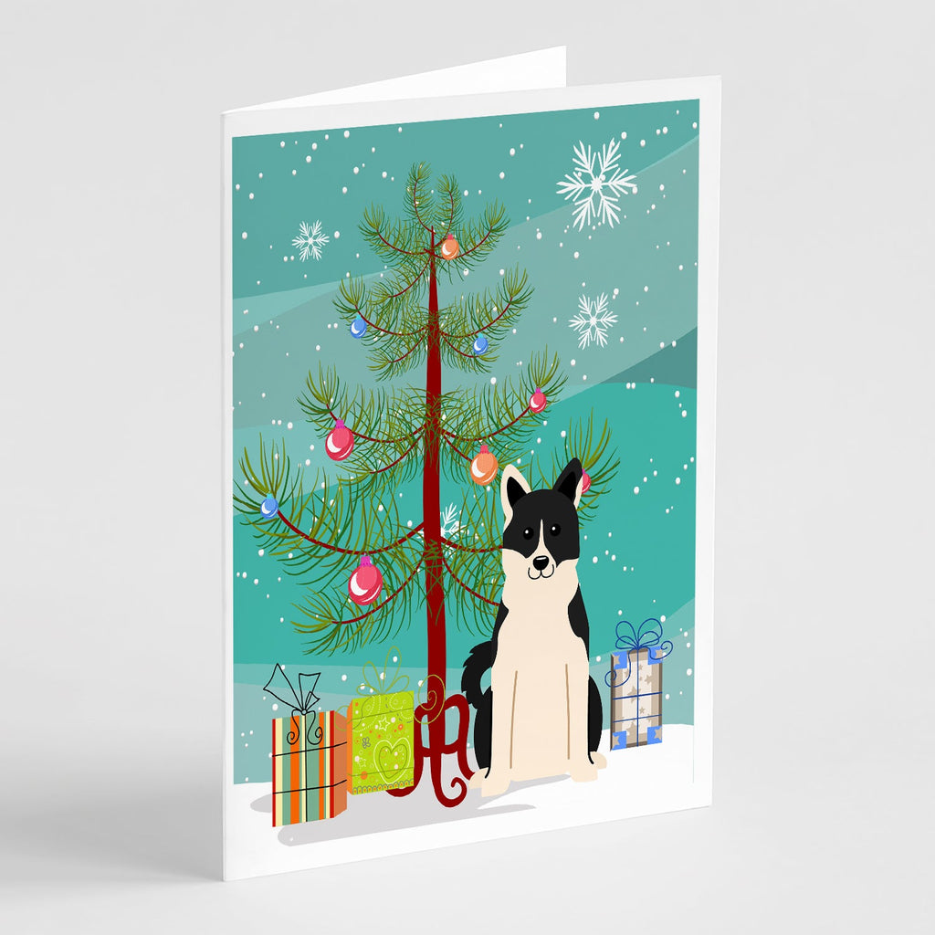 Merry Christmas Tree Russo-European Laika Spitz Greeting Cards Pack of 8 Blank Cards with Envelopes Whimsical A7 Size 5x7