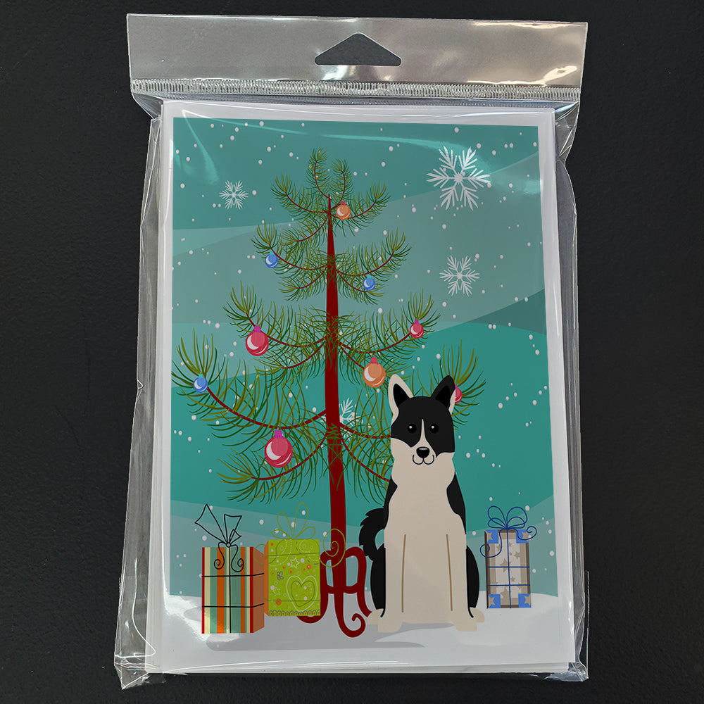 Merry Christmas Tree Russo-European Laika Spitz Greeting Cards Pack of 8 Blank Cards with Envelopes Whimsical A7 Size 5x7
