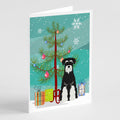 Merry Christmas Tree Standard Schnauzer Salt and Pepper Greeting Cards Pack of 8 Blank Cards with Envelopes Whimsical A7 Size 5x7