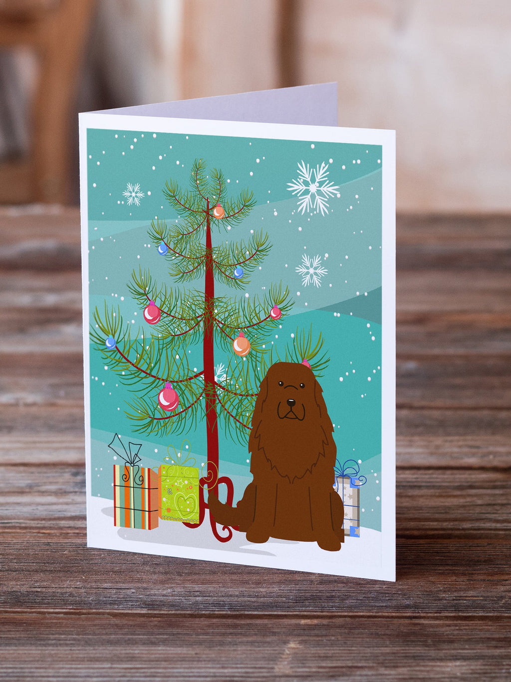 Merry Christmas Tree Caucasian Shepherd Dog Greeting Cards Pack of 8 Blank Cards with Envelopes Whimsical A7 Size 5x7