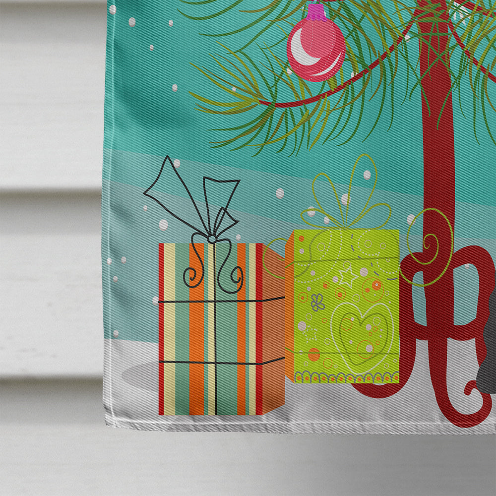 Merry Christmas Tree Miniature Schnauzer Black Silver House Flag 28x40 Porch Sleeve Pole Decorative Outside Yard Banner Artwork Wall Hanging, Polyester