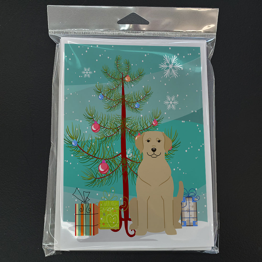 Merry Christmas Tree Yellow Labrador Greeting Cards Pack of 8 Blank Cards with Envelopes Whimsical A7 Size 5x7