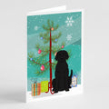 Merry Christmas Tree Black Labrador Greeting Cards Pack of 8 Blank Cards with Envelopes Whimsical A7 Size 5x7