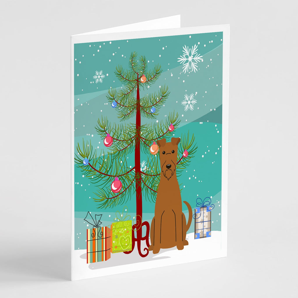 Merry Christmas Tree Irish Terrier Greeting Cards Pack of 8 Blank Cards with Envelopes Whimsical A7 Size 5x7
