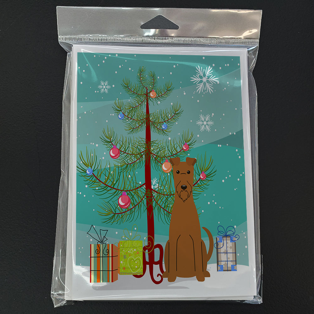 Merry Christmas Tree Irish Terrier Greeting Cards Pack of 8 Blank Cards with Envelopes Whimsical A7 Size 5x7