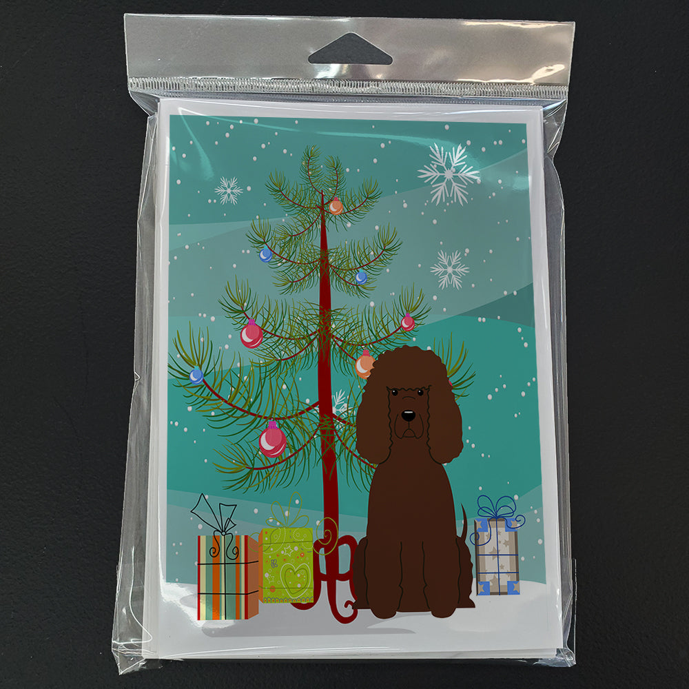 Merry Christmas Tree Irish Water Spaniel Greeting Cards Pack of 8 Blank Cards with Envelopes Whimsical A7 Size 5x7