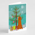 Merry Christmas Tree Irish Setter Greeting Cards Pack of 8 Blank Cards with Envelopes Whimsical A7 Size 5x7