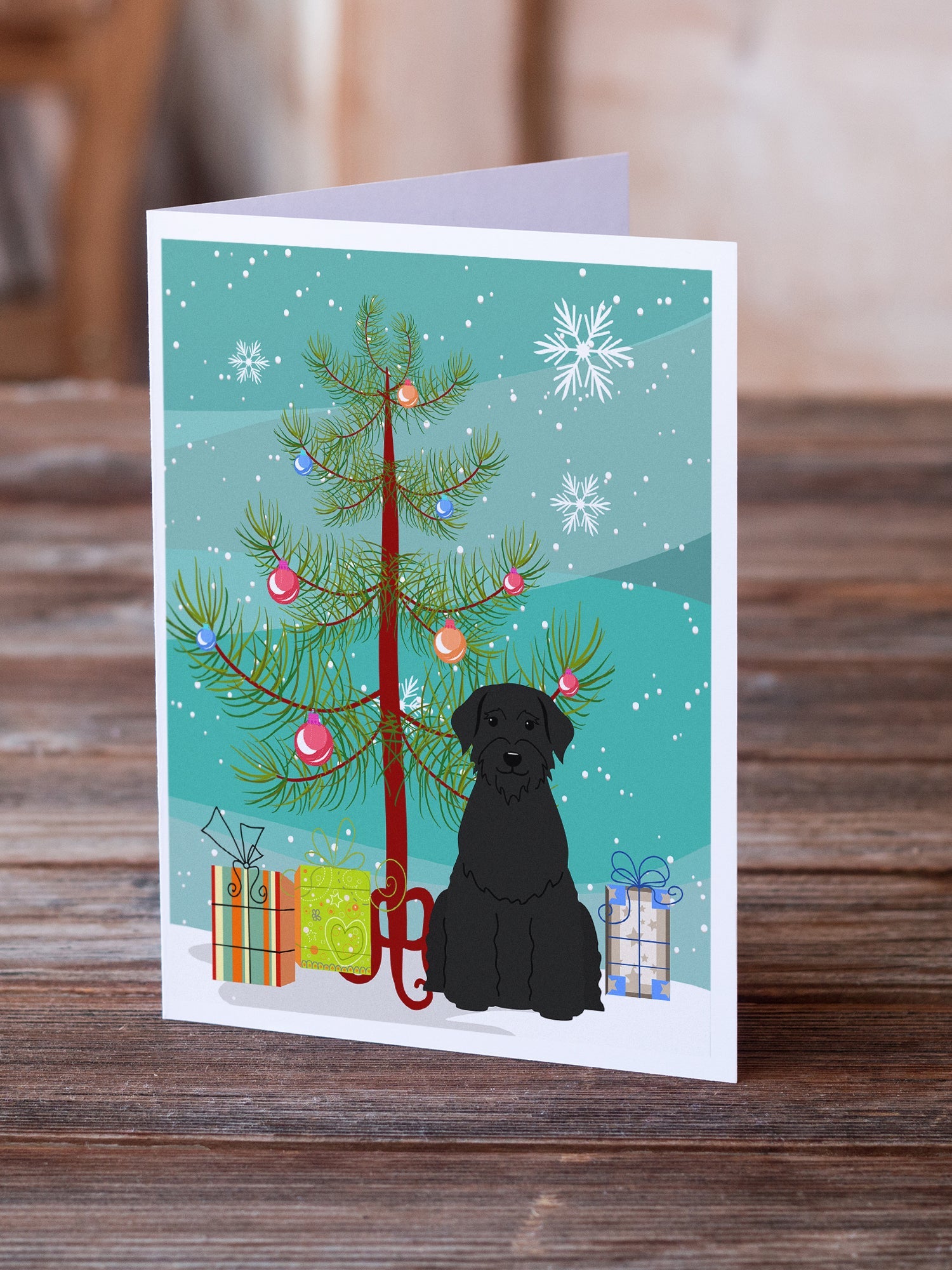 Merry Christmas Tree Giant Schnauzer Greeting Cards Pack of 8 Blank Cards with Envelopes Whimsical A7 Size 5x7