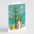 Merry Christmas Tree Brittany Spaniel Greeting Cards Pack of 8 Blank Cards with Envelopes Whimsical A7 Size 5x7