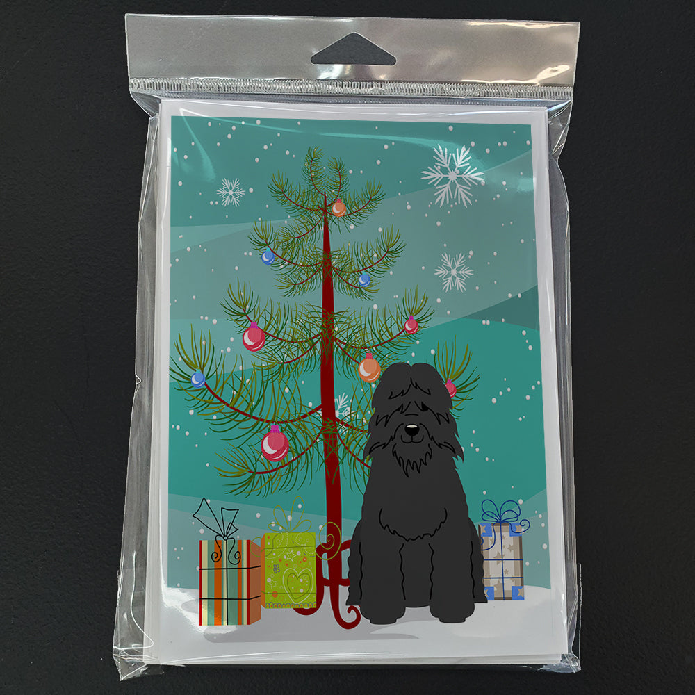 Merry Christmas Tree Bouvier des Flandres Greeting Cards Pack of 8 Blank Cards with Envelopes Whimsical A7 Size 5x7