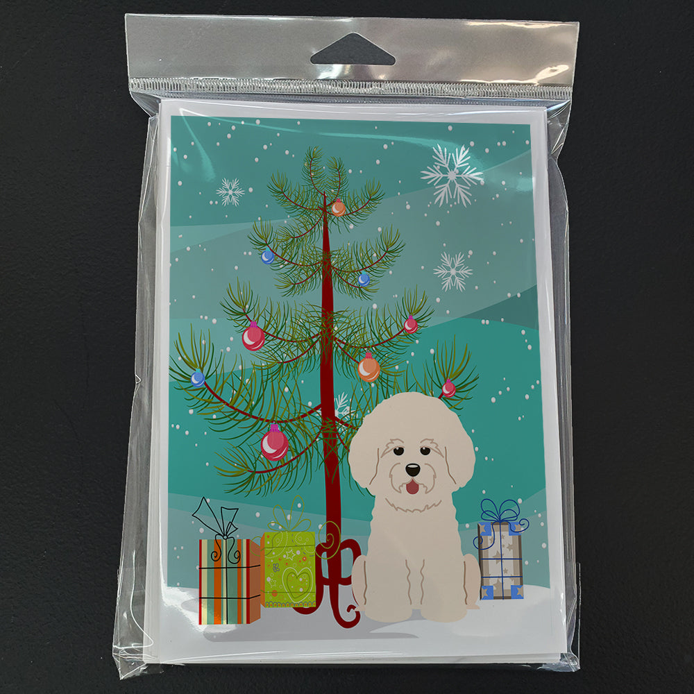 Merry Christmas Tree Bichon Frise Greeting Cards Pack of 8 Blank Cards with Envelopes Whimsical A7 Size 5x7