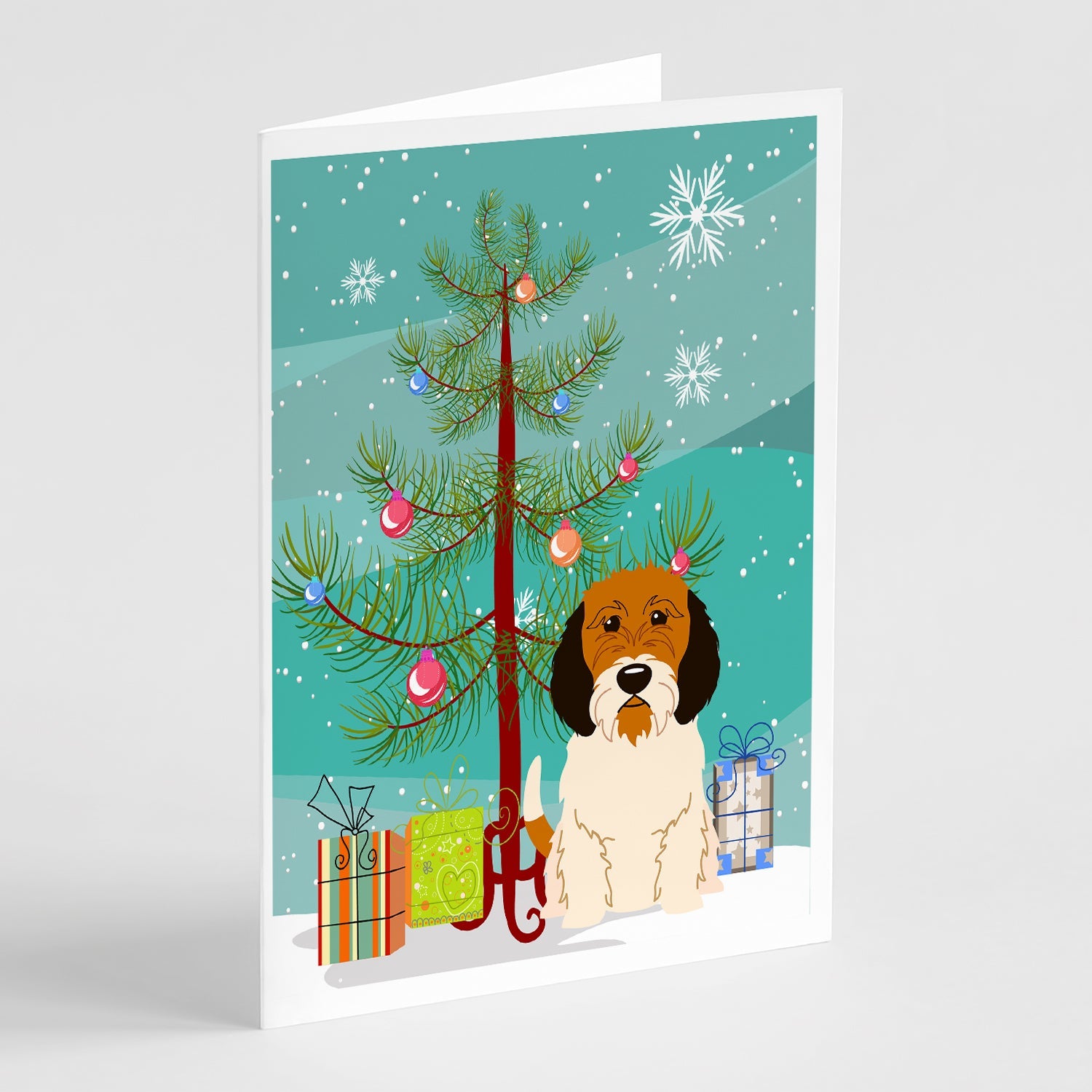 Merry Christmas Tree Petit Basset Griffon Veenden Greeting Cards Pack of 8 Blank Cards with Envelopes Whimsical A7 Size 5x7