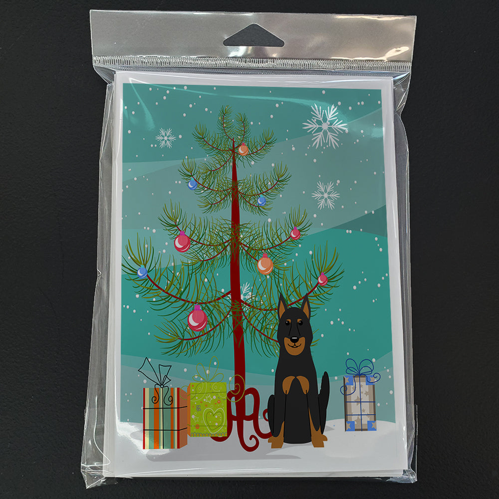 Merry Christmas Tree Beauce Shepherd Dog Greeting Cards Pack of 8 Blank Cards with Envelopes Whimsical A7 Size 5x7