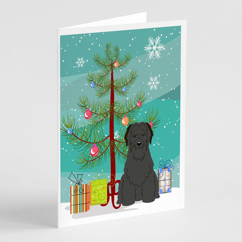 Merry Christmas Tree Briard Black Greeting Cards Pack of 8 Blank Cards with Envelopes Whimsical A7 Size 5x7