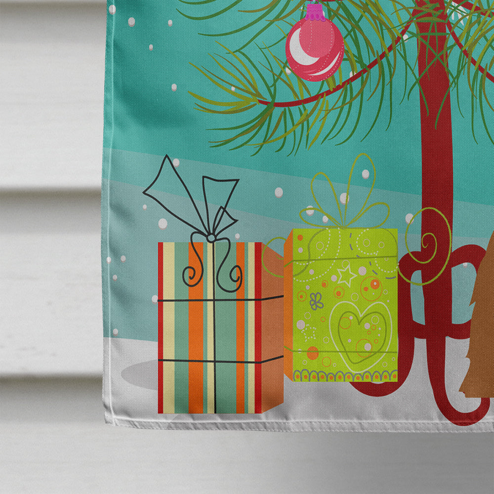 Merry Christmas Tree Briard Brown House Flag 28x40 Porch Sleeve Pole Decorative Outside Yard Banner Artwork Wall Hanging, Polyester