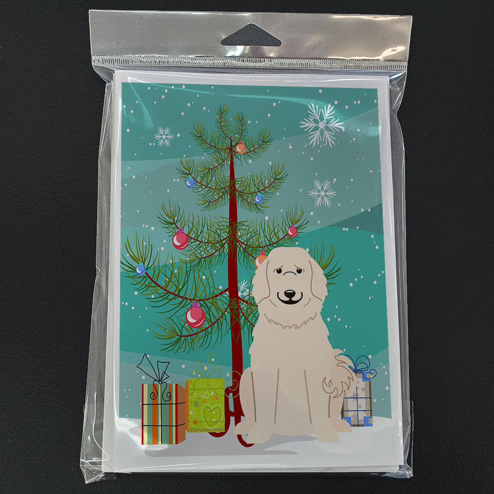 Merry Christmas Tree Great Pyrenese Greeting Cards Pack of 8 Blank Cards with Envelopes Whimsical A7 Size 5x7