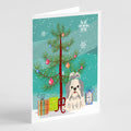 Merry Christmas Tree Shih Tzu Silver White Greeting Cards Pack of 8 Blank Cards with Envelopes Whimsical A7 Size 5x7