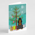 Merry Christmas Tree Cocker Spaniel Black Tan Greeting Cards Pack of 8 Blank Cards with Envelopes Whimsical A7 Size 5x7