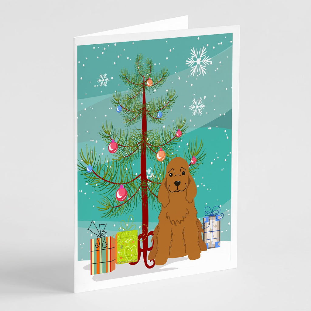 Merry Christmas Tree Cocker Spaniel Red Greeting Cards Pack of 8 Blank Cards with Envelopes Whimsical A7 Size 5x7