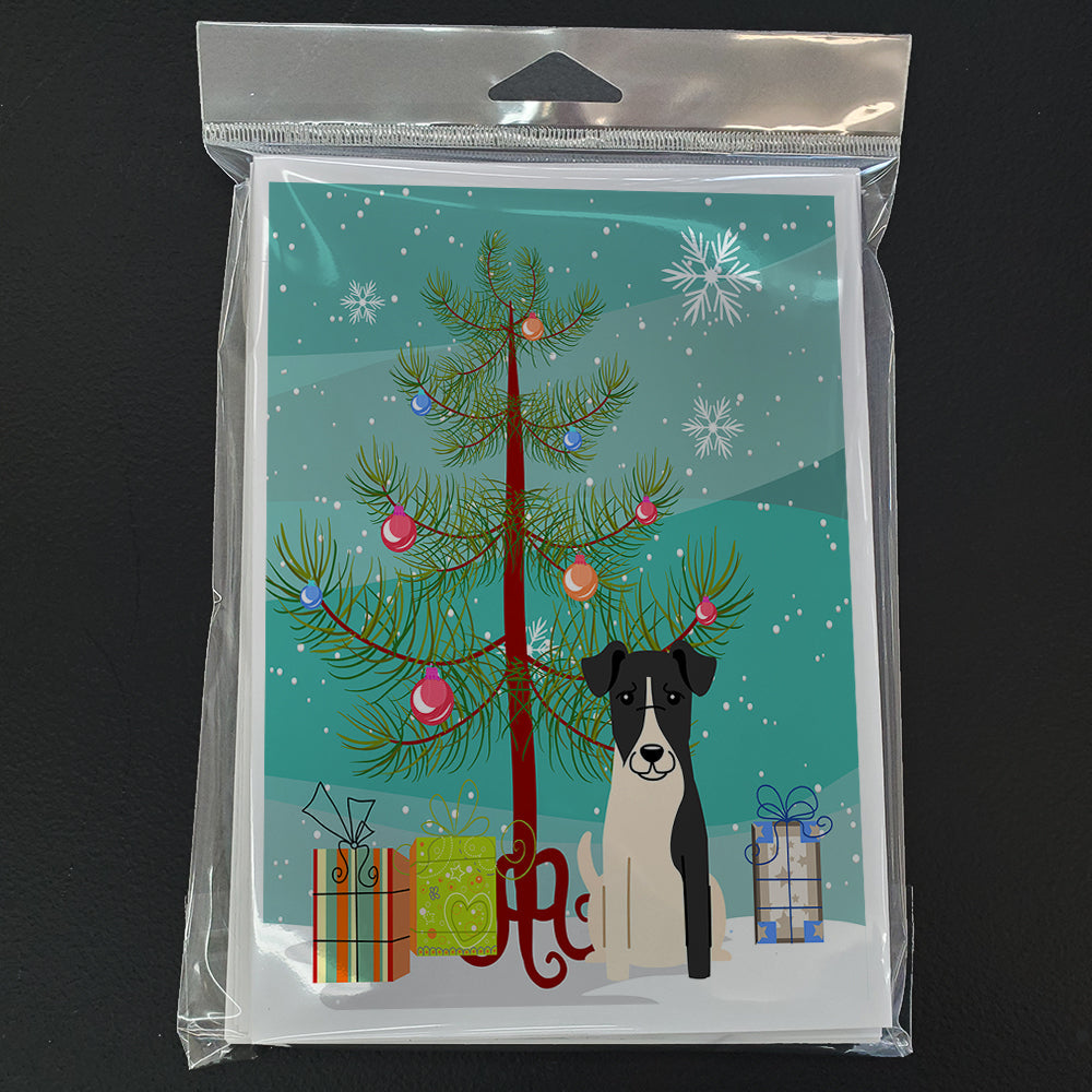 Merry Christmas Tree Smooth Fox Terrier Greeting Cards Pack of 8 Blank Cards with Envelopes Whimsical A7 Size 5x7